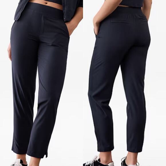 Athleta Brooklyn Ankle Pants Navy Blue Sz 4 Lightweight Stretch - Picture 1 of 13